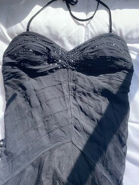 Nina Austin Black Beaded Halter Prom Dress